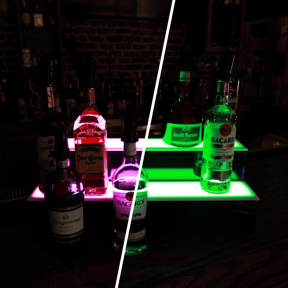 BARCONIC® LED Liquor Bottle Display Shelf - 2 Tier (Step) - 18"