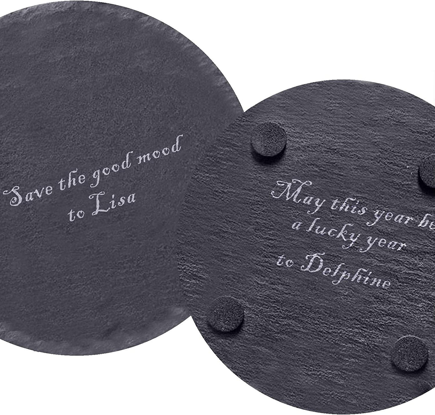 Slate Coasters, 4 Inch 12 Pieces round Black Stone Coasters with Anti-Scratch Backing for Bar, Kitchen Home Decor, Table, Cup, DIY, Housewarming Gift