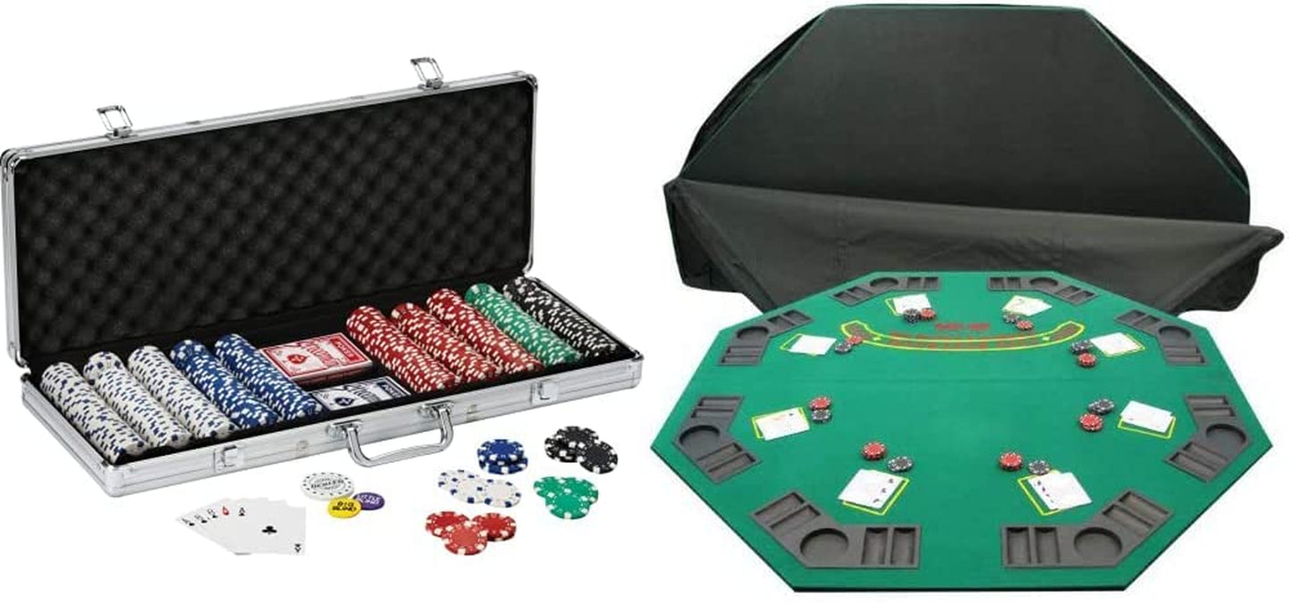 Fat Cat 11.5 Gram Texas Hold 'Em Claytec Poker Chip Set with Aluminum Case, 500 Striped Dice Chips