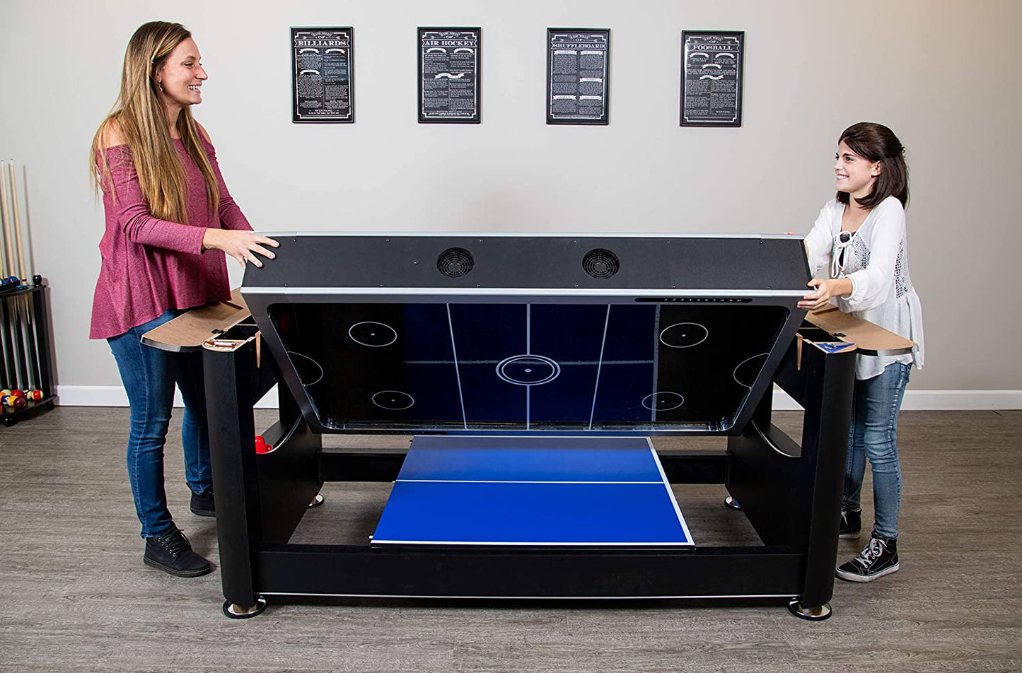 Triple Threat 6-Ft 3-In-1 Multi Game Table with Billiards, Air Hockey, and Table Tennis