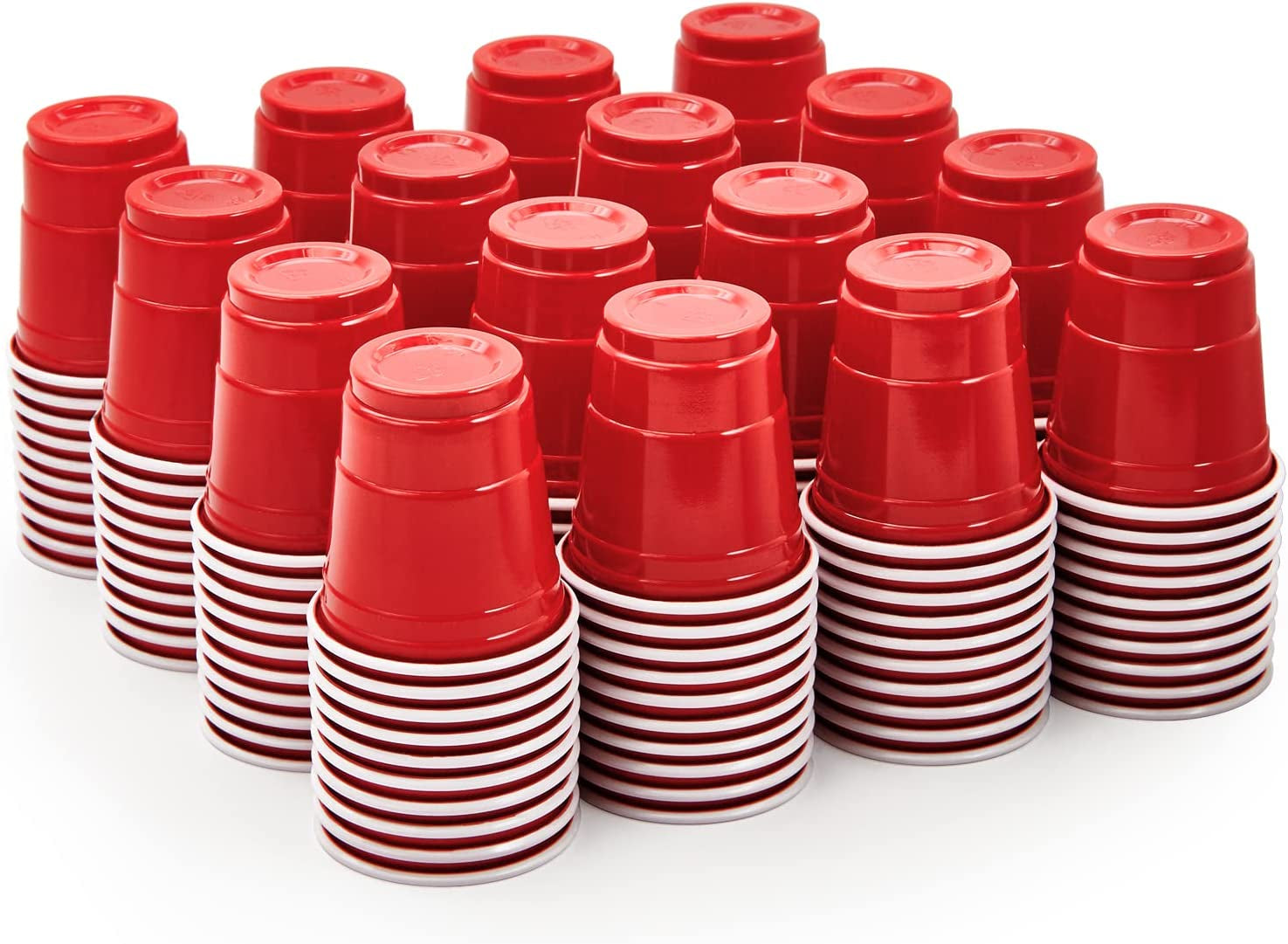 1080 PACK 2 Oz Plastic Shot Glasses, Red Disposable Shot Cups, Mini Red Shot Glasses for Halloween Thanksgiving Christmas Party