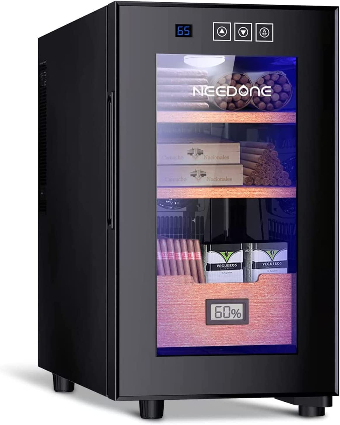 NEEDONE Electric Cooler Humidor, 23L 150 Counts Capacity, with Spanish Cedar Wood Helves & Drawer Electronic Humidor Gift for Men
