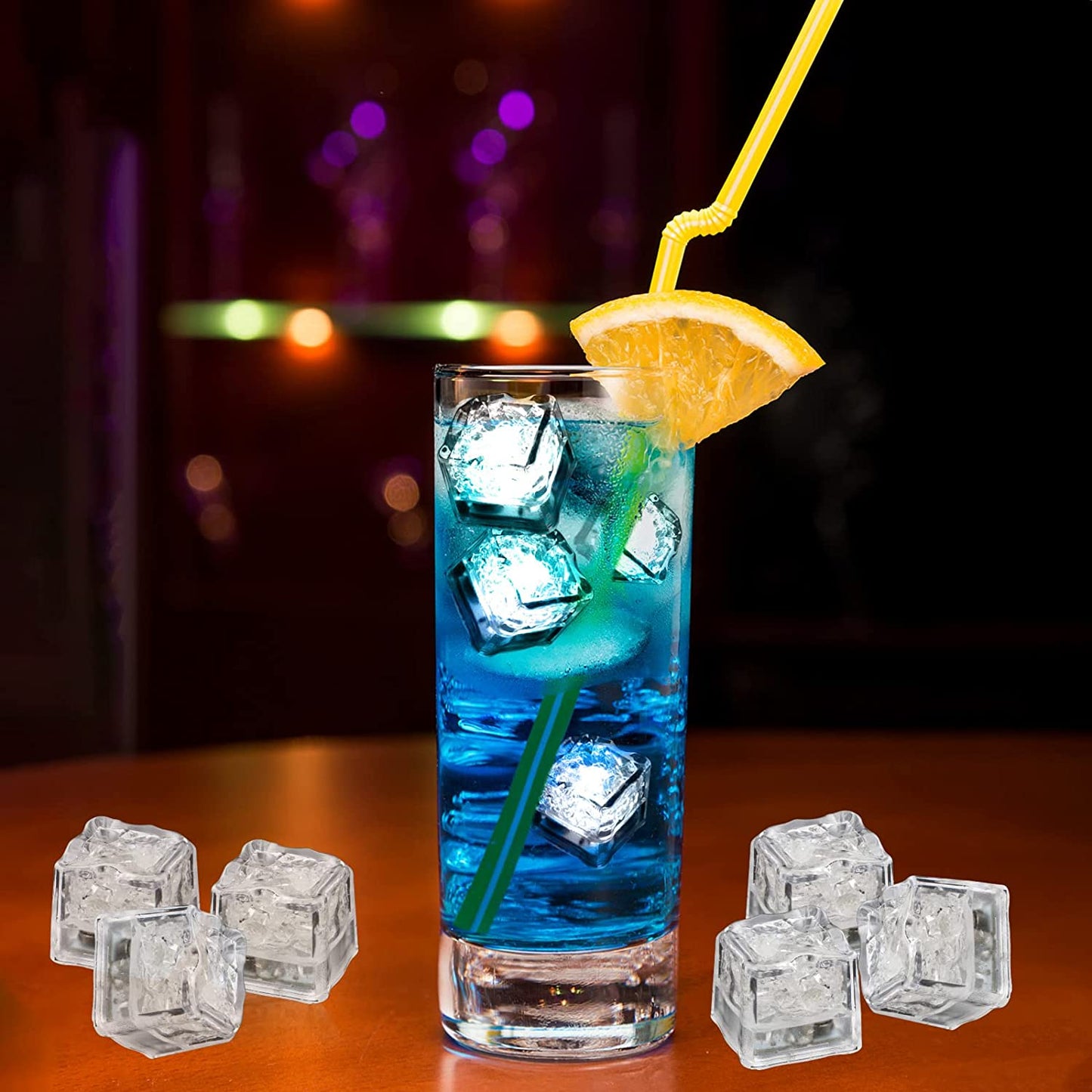 Light up Ice Cubes for Drinks,96 PCS White LED Ice Cubes Liquid Activated, Glow in the Dark Waterproof Ice Cubes for Home Bar Supplies Summer Party Wedding Decor