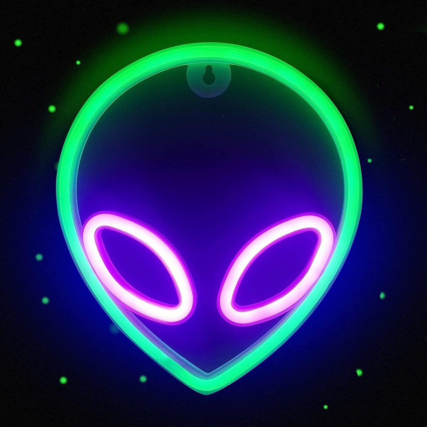 Alien Neon Sign Christmas Decoration Purple Green LED Alien Neon Light Usb/Battery Operated Cool Alien Light up Sign for Wall Decor Game Room Aesthetic Hanging Light for Man Cave Stuff, Bedroom, Bar, Party