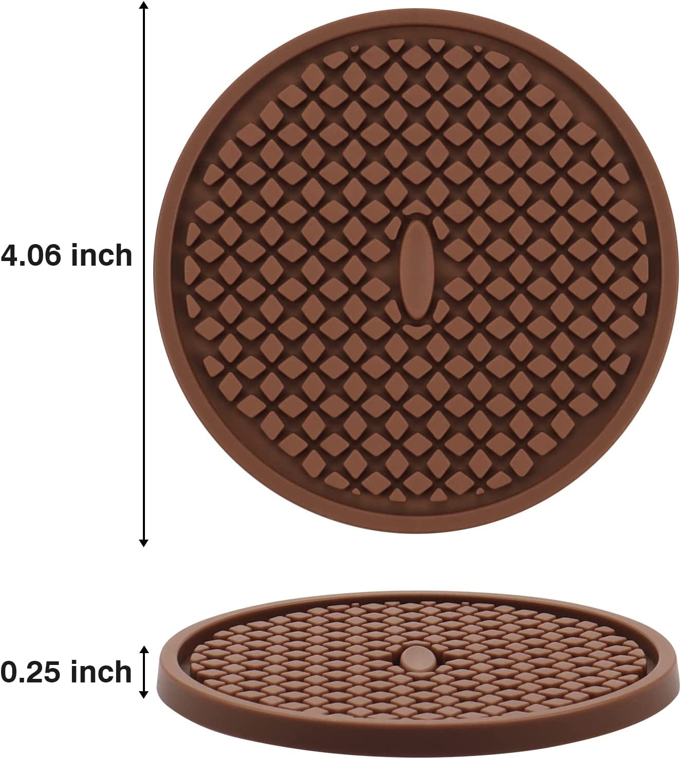 7 Pack Silicone Coasters for Drinks, Thickened Coasters with Deep Tray Grooved Design Cup Mat, Washable Heat Resistant Durable Non-Slip Coasters for Coffee Table Wooden Desk Kitchen Bar (Brown)
