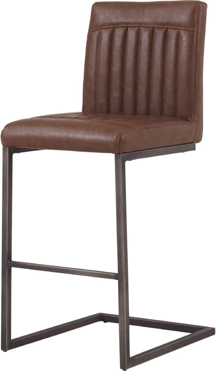 Ronan PU Leather Counter, Set of 2 Bar & Counter Stools, Antique Cigar Brown