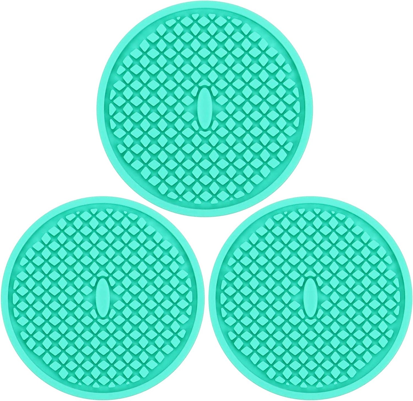 7 Pack Silicone Coasters for Drinks, Thickened Coasters with Deep Tray Grooved Design Cup Mat, Washable Heat Resistant Durable Non-Slip Coasters for Coffee Table Wooden Desk Kitchen Bar (Brown)
