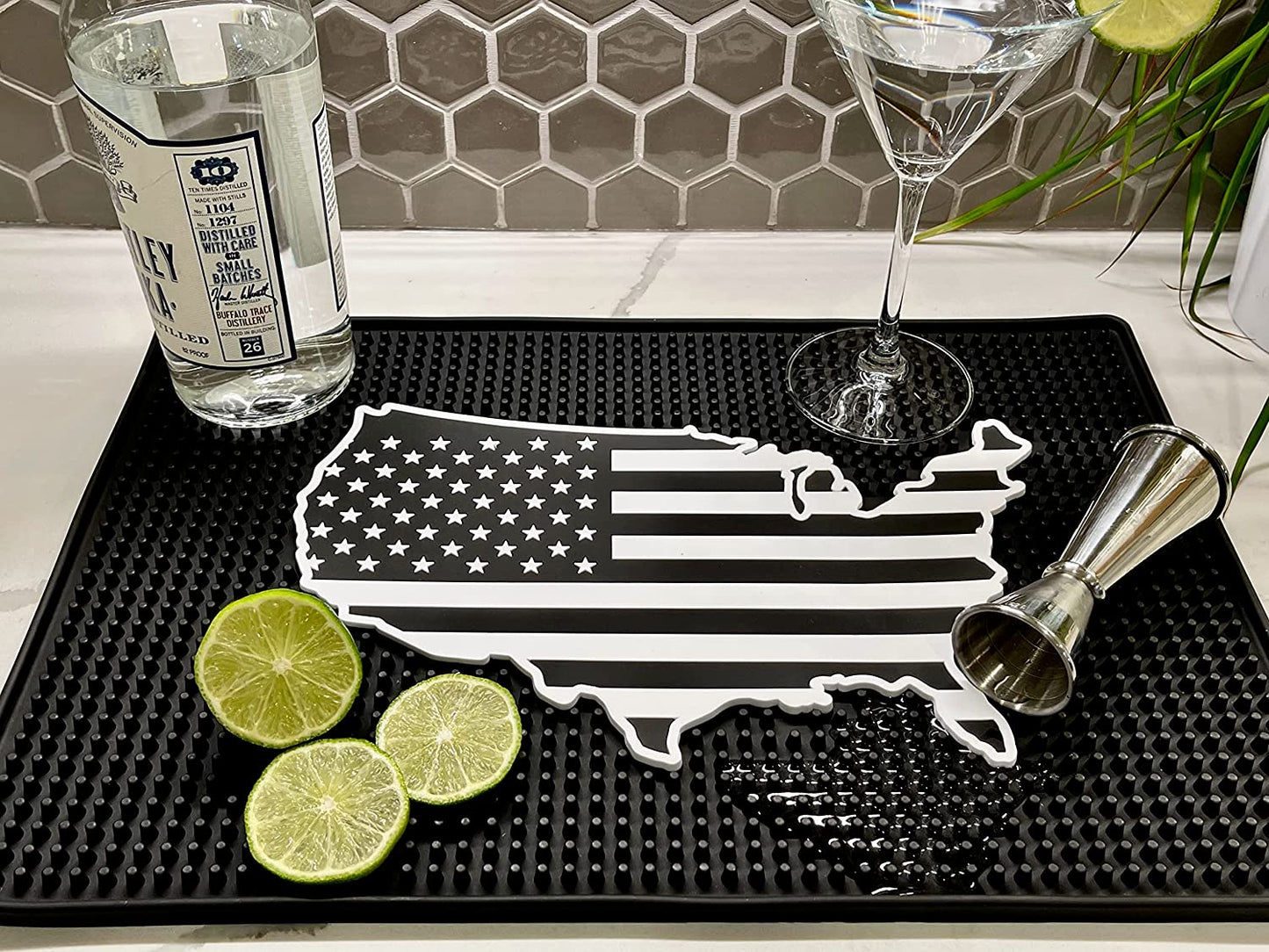 Premium USA Bar Mat, 18In X 12In Custom Bar Mat with Slogan Bar Mat for Spills Service Mat for Coffee, Bars, Restaurants and Countertops.