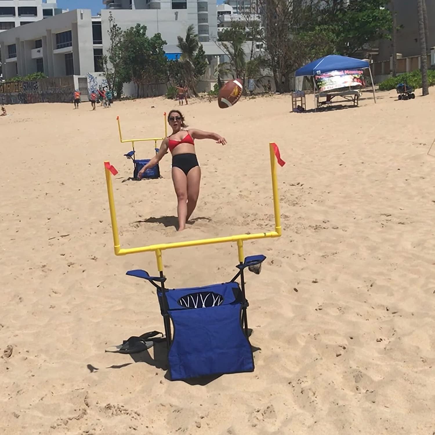 - the Ultimate Football Yard Game Set, Outdoor Football Toss for Tailgating, Backyard, Beach, Park, Tournaments, Sports Training, Score Touchdowns, Kick Field Goals (Navy Blue)