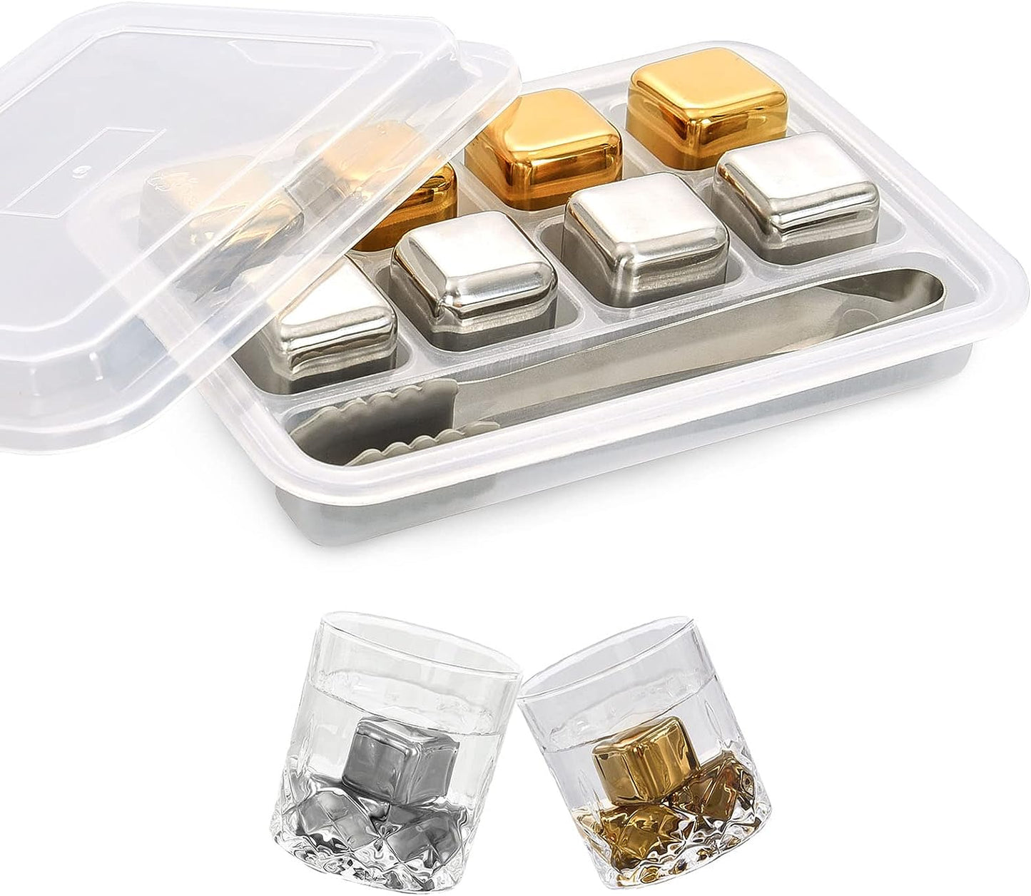 Whiskey Stones Set, Gifts for Men, Stocking Stuffers for Men, Whiskey Gifts, Whiskey Ice Cubes, Chilling Ice Cubes Reusable for Whiskey Wine Beverage, Mens Gifts for Christmas, Birthday Gifts