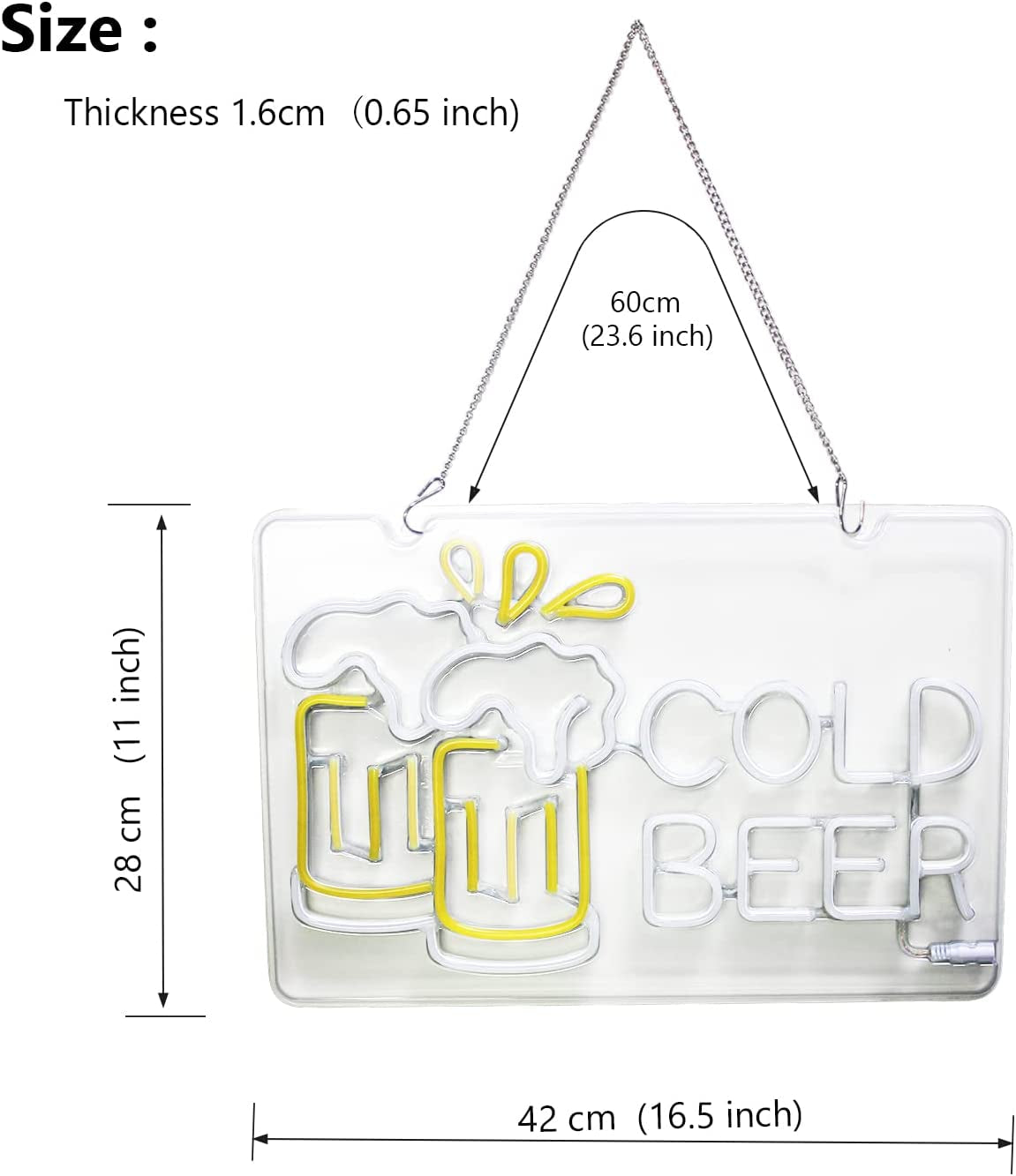 Neon Beer Signs for Beer Bar Pub , Cheers Neon Sign for Man Cave, 11*16.5 Inch Beer Decoration for Windows Glass, Hotel, Man Cave, Restaurant, Business Neon Light Sign for Wall Decor
