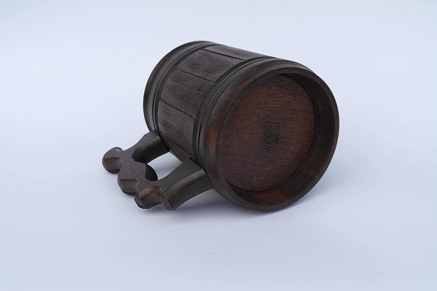 Handmade Beer Mug (10 OZ) Wooden Tankard Beer Stein Oak Wood Stainless Steel Cup Gift Natural Eco-Friendly