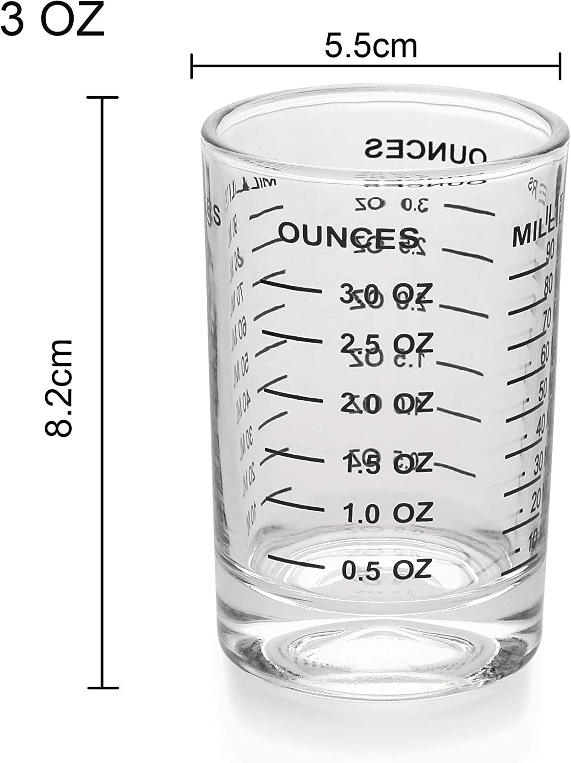 Shot Glass Measuring Cup 3 Ounce/90Ml Liquid Heavy High Espresso Glass Cup Black Line