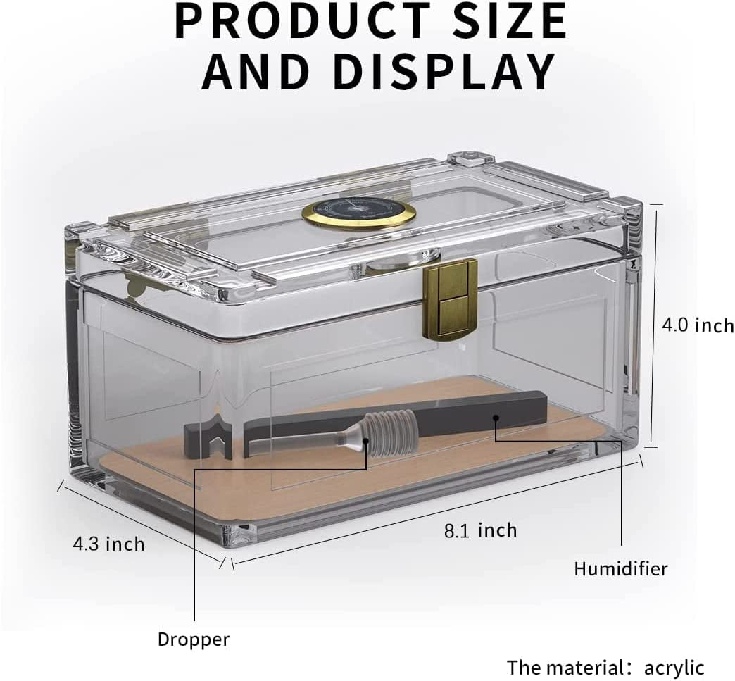 Acrylic Cigar Humidor with Humidifier and Hygrometer, Desktop Cigar Case Box That Can Hold about 15-20 Cigars (S)