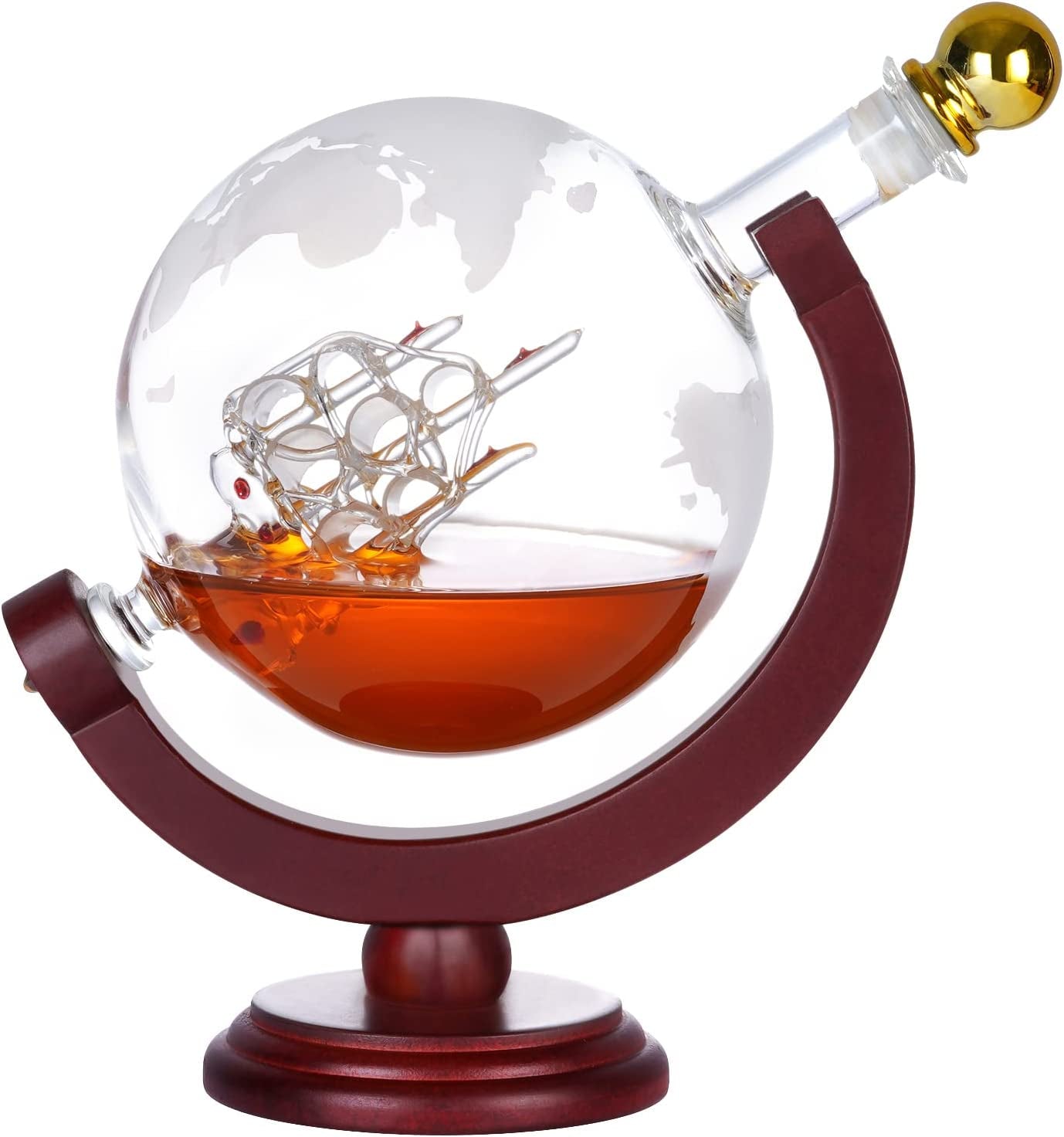 Gifts for Men Dad, Unique Valentines Day Anniversary Birthday Gift for Him Husband Boyfriend Groomsmen, Globe Decanter Set with 2 Glasses, Wedding Bourbon Liquor Scotch Cool Stuff Presents for Her