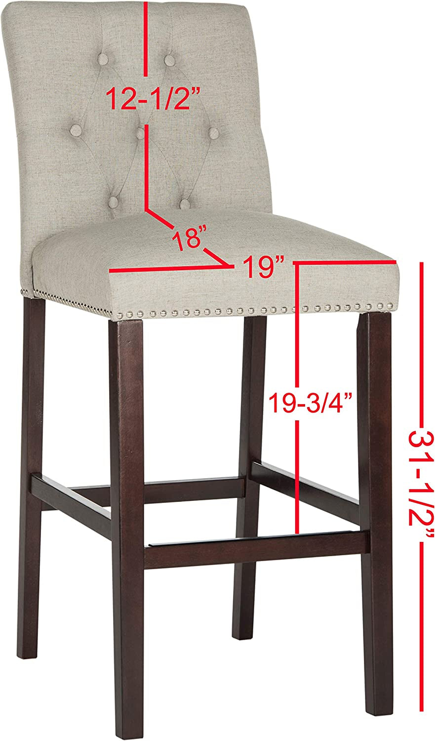 Home Collection Norah Light Grey and Espresso Barstool (Set of 2)