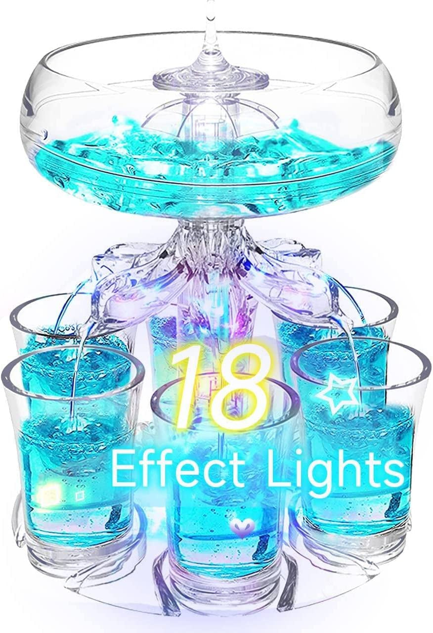 Shot Dispenser with 6 Shot Glasses Set - Party Drink Dispenser Liquor Dispenser and Holder Shot Pourer for Beverage | Cider | Liquor | Cocktail - Fun Bar Accessories Home Gifts (V2)