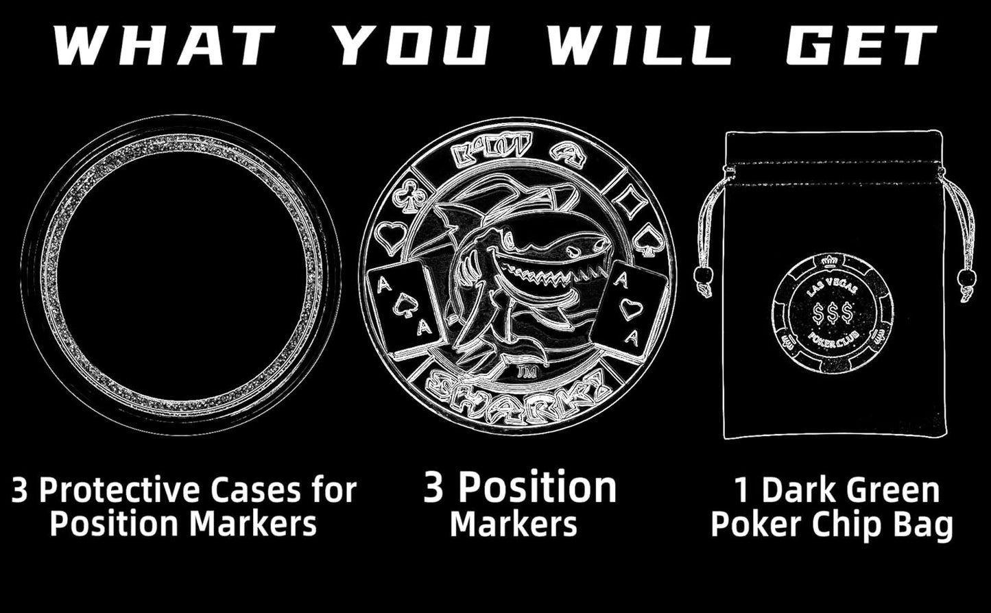 Dealer Button, Small Blind, Big Blind, Poker Guard, Poker Gifts for Men, Poker Accessories, Coin Collectibles, Poker Chips Coin with Plastic Case (Position Marker), 3 Pcs
