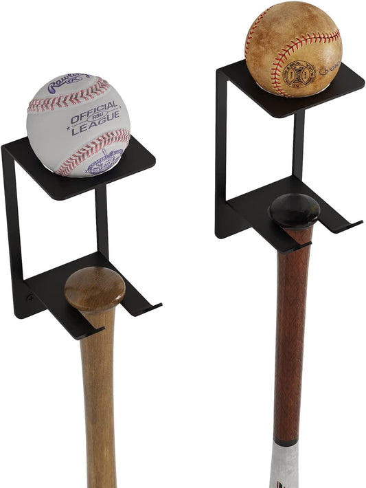 Baspo Baseball Bat & Baseball Holder Wall Storage Rack for Man Cave Decor and Kids Room Decor Set of 2