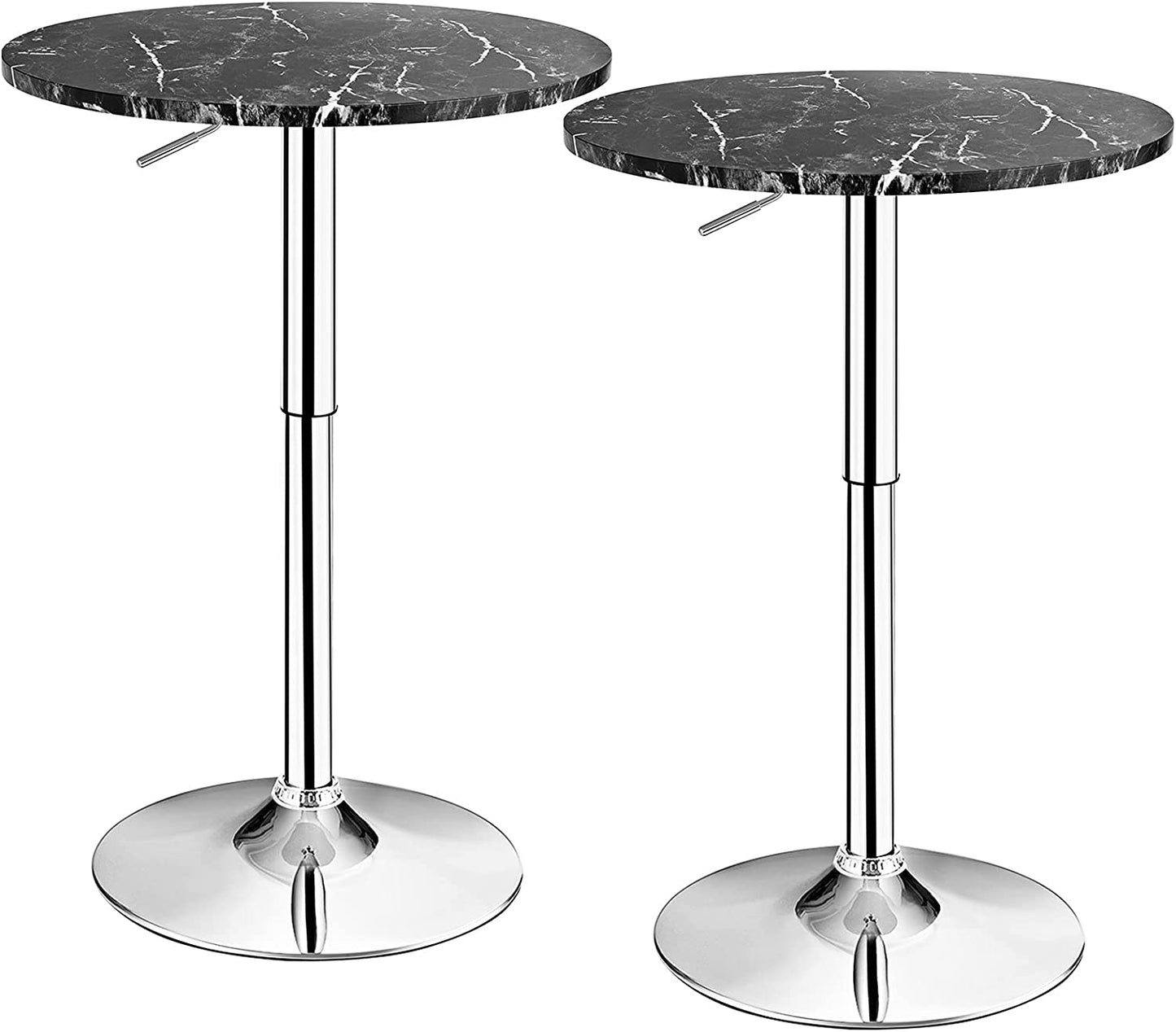 round Pub Table Height Adjustable, 360° Swivel Cocktail Pub Table with Sliver Leg and Base for Home, Office Bar Table (White) (1)