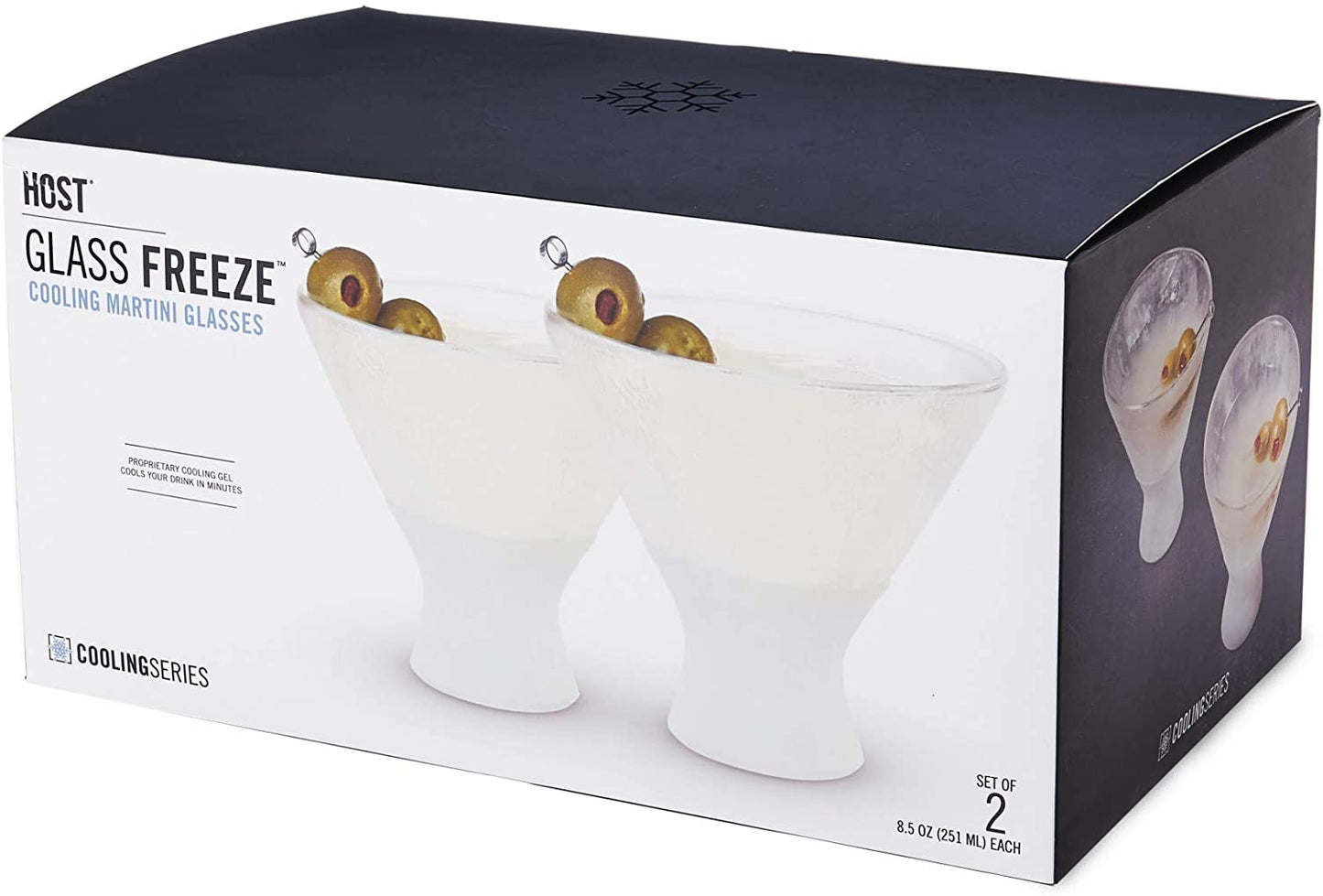 Freeze Insulated Martini Cocktail Glasses, Freezer Gel Chiller Double Wall Stemless Cocktail Glass, Set of 2, Grey