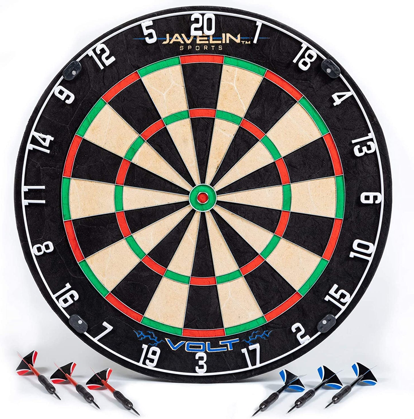 Volt Official Size Bristle Dartboard Set, Premium African Self-Healing Sisal Fibers, Easy-To-Mount Board- Perfect for Family Game Room, Basements, Bar, Man Cave, or Garage