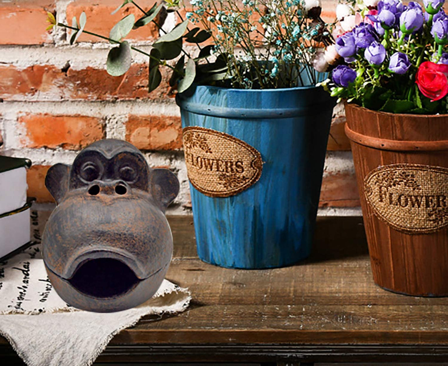 FLA Cigar Ashtray, Big Monkey Retro Cigarettes Ashtrays Outdoor Indoor for Home Decor Garden Patio Cast Iron, Best Gift for Smokers Men and Women