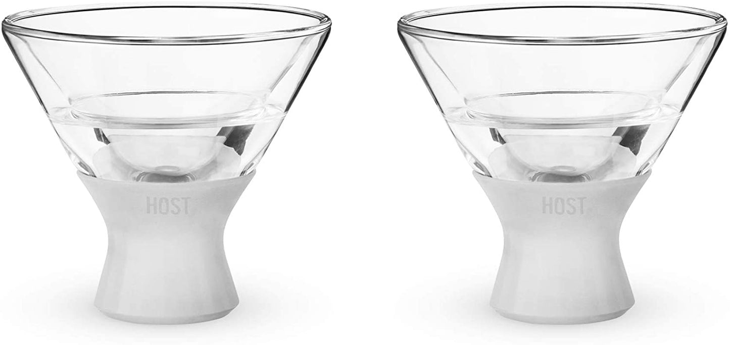 Freeze Insulated Martini Cocktail Glasses, Freezer Gel Chiller Double Wall Stemless Cocktail Glass, Set of 2, Grey