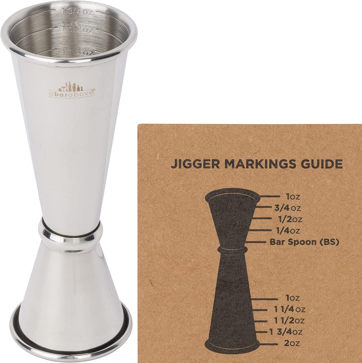Bar Jigger - Finished Japanese Jigger with Measurements inside - Cocktail Measuring Jigger - Steel Measuring Tool for Bartenders - Jigger 2 Oz 1 Oz - Jiggers and Pourers