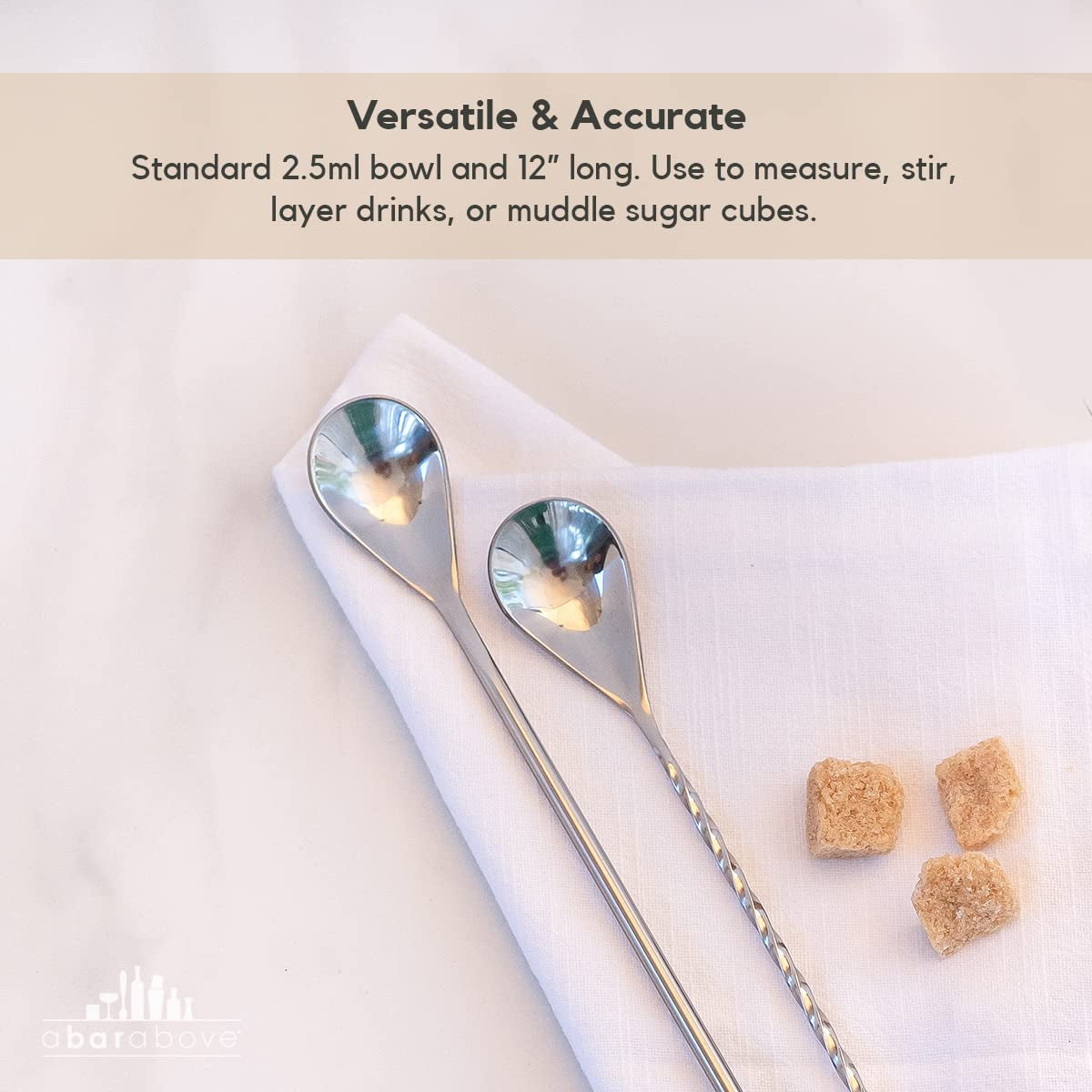 Bar Spoon Set – Drink Mixing Spoons for Mixing Glass or Shaker – Stainless Steel Cocktail Stirrer Set – Heavyweight Drink Stirrers – Professional-Quality Mixing Spoon Set (12”, Set of 2)