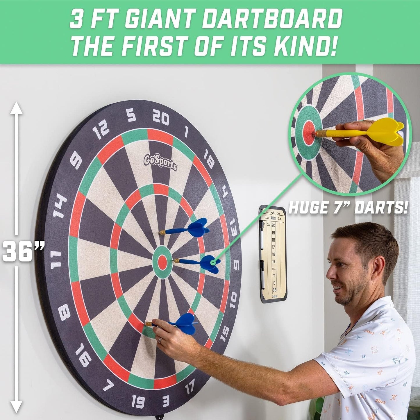 Giant 3 Ft Cork Dartboards - Includes 12 Giant Darts and Scoreboard - New Fun Twist on Darts