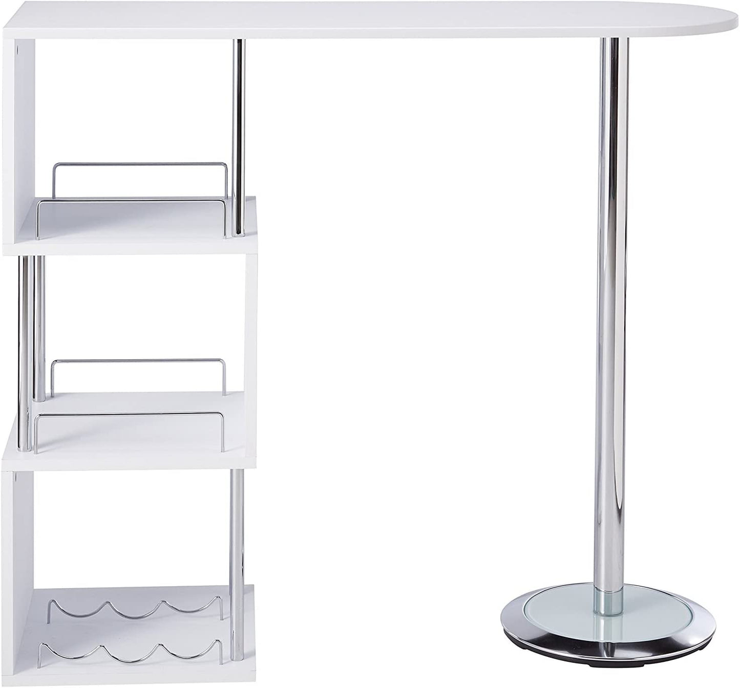 Minorca Modern Wine Bar Table W/Shelves (White)