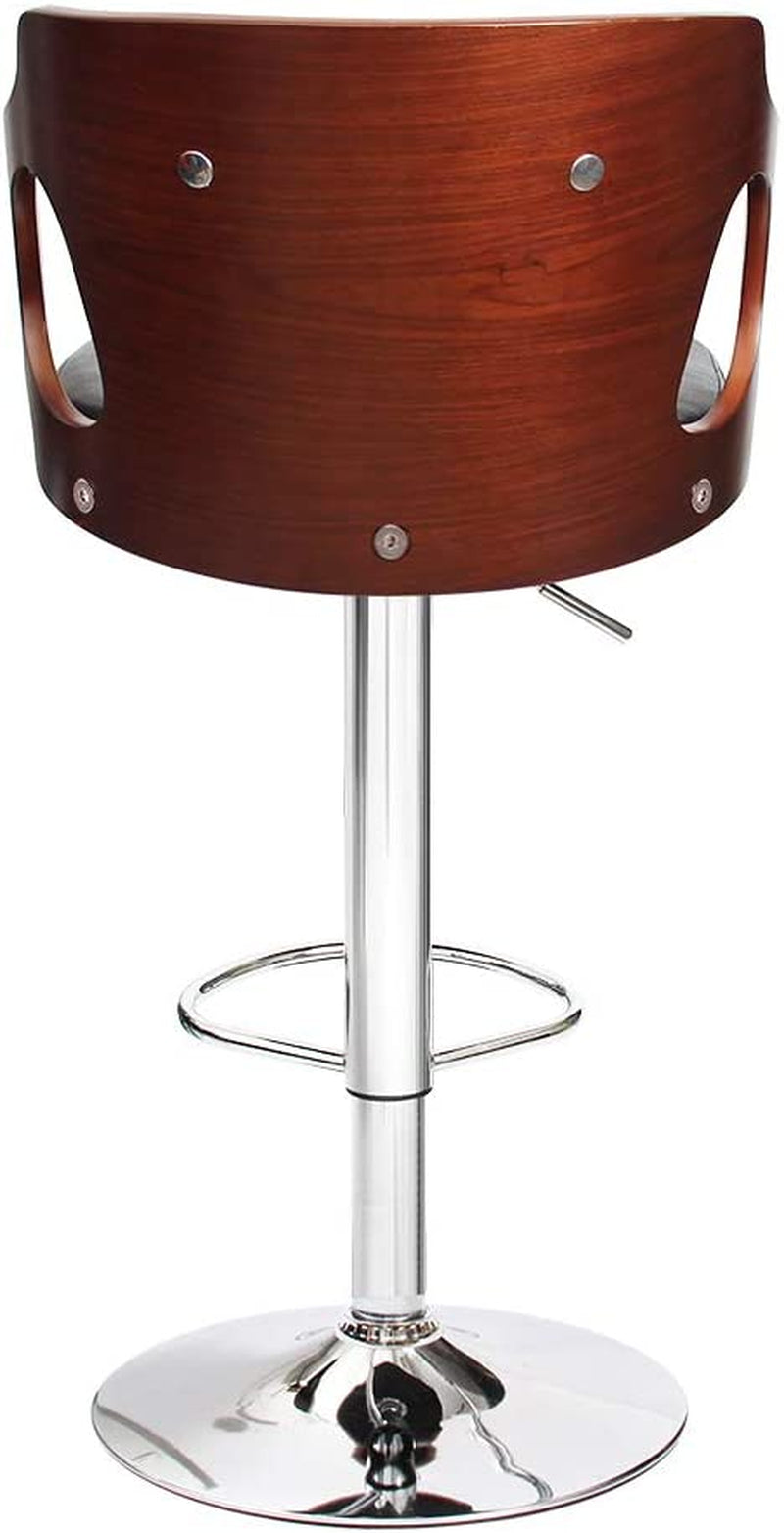 Bar Stools Walnut Bentwood Adjustable Height Leather Modern Barstools with Back Vinyl Seat Extremely Comfy Bar Stool 1 Piece (Black)