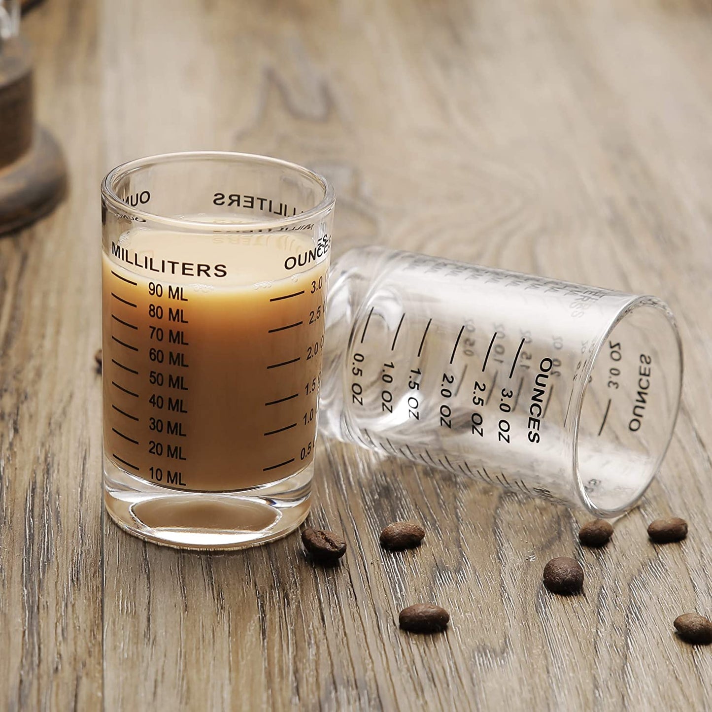 Shot Glass Measuring Cup 3 Ounce/90Ml Liquid Heavy High Espresso Glass Cup Black Line