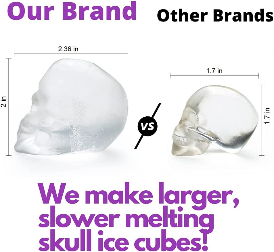3D Large Skull Ice Mold Tray, Super Flexible Food Grade Silicone round Ice Ball Maker for Holiday Gifts, Gift Exchange, Whiskey Drinkers, Home Bars, Bartenders, for Men Who Have Everything