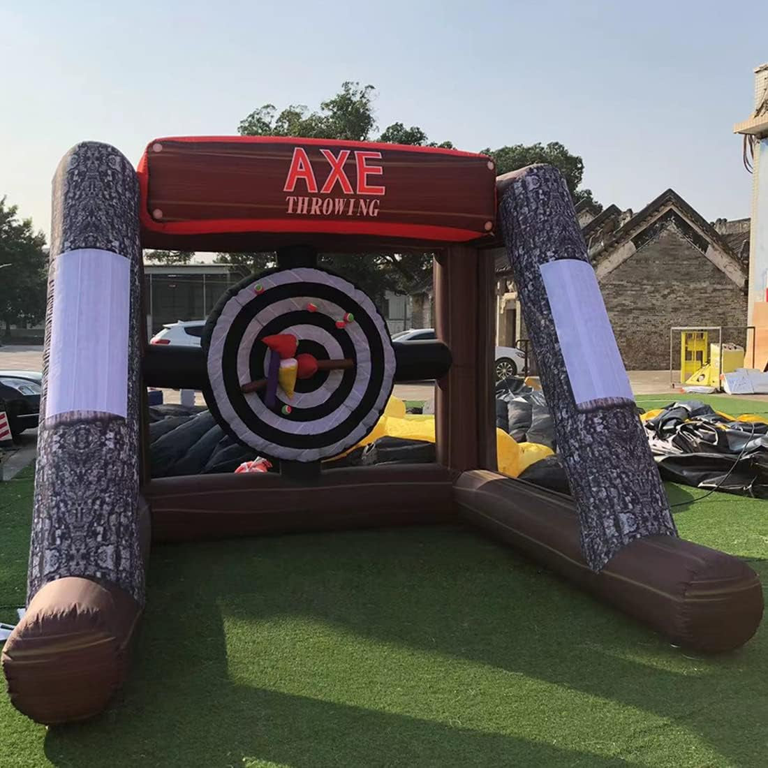 Inflatable Axe Throwing Game + Inflatable Ball Toss Target Dart Board for Backyard/Birthday/School/Team/Party Events