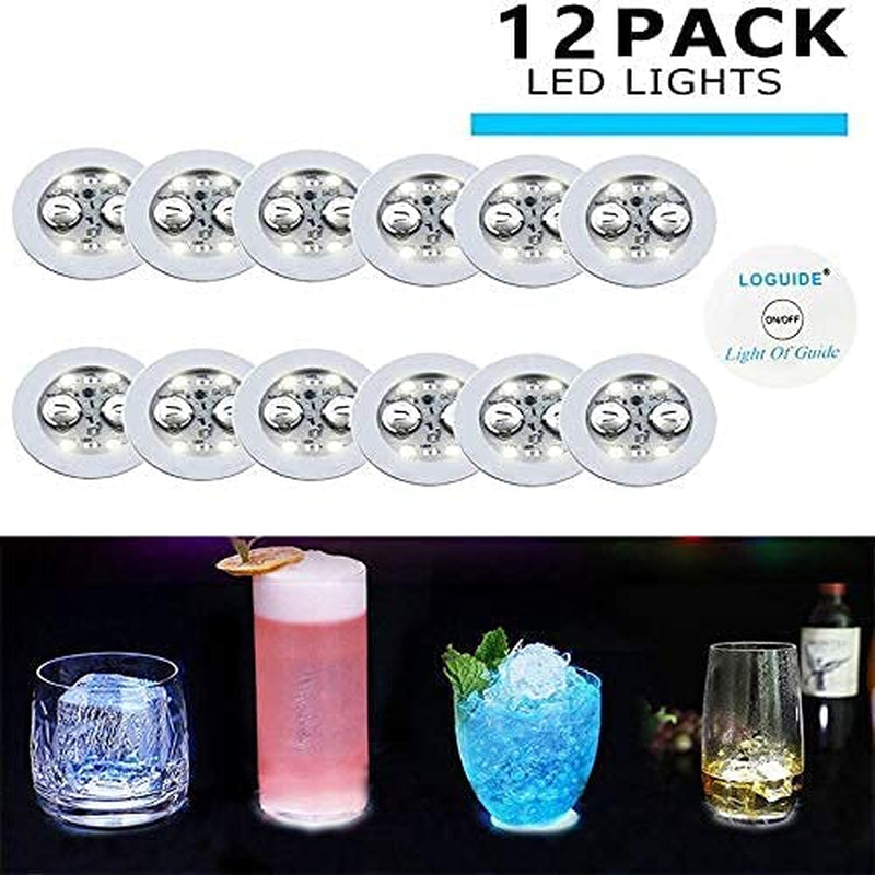 LOGUIDE LED Coaster,Light up Coasters,Led Bottle Lights, Bottle Glorifier,Led Sticker Coaster Discs Light up for Drinks,Flash Light up Cup Coaster Flashing Shots Light (Cool-White)