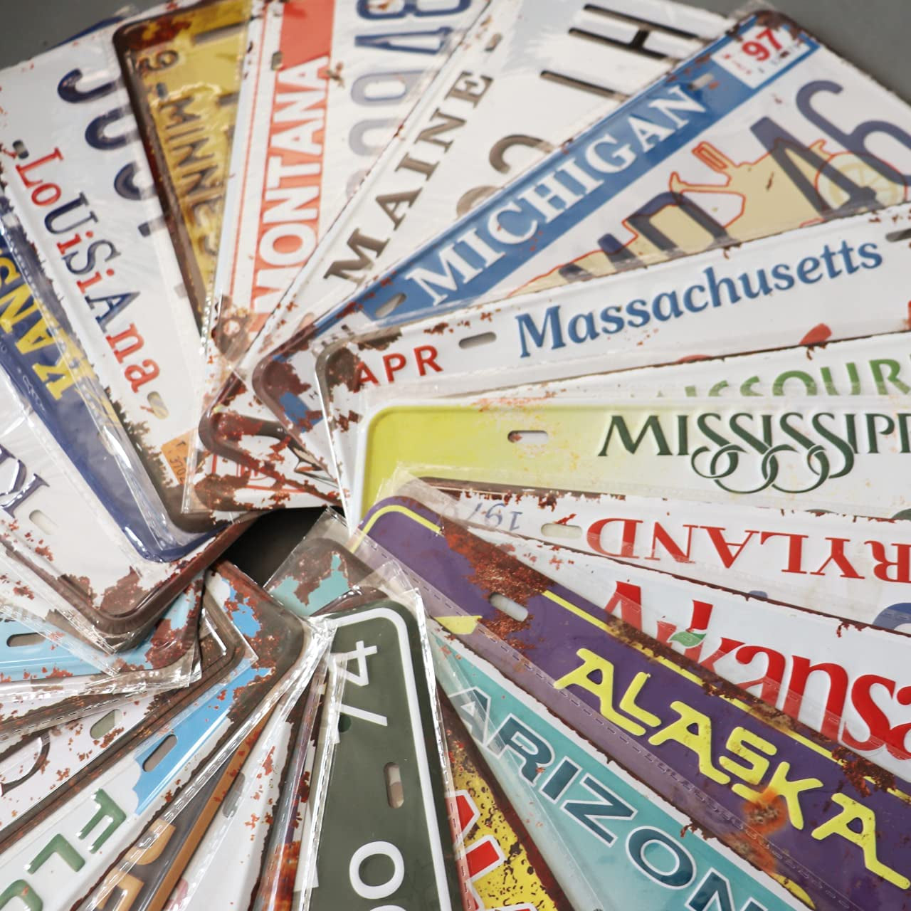24 Pieces Assorted Replica Car Number Tags, Embossed Prop License Plates, Home Wall Automobile Bar Garage Man Cave Decoration, 6X12 Inch