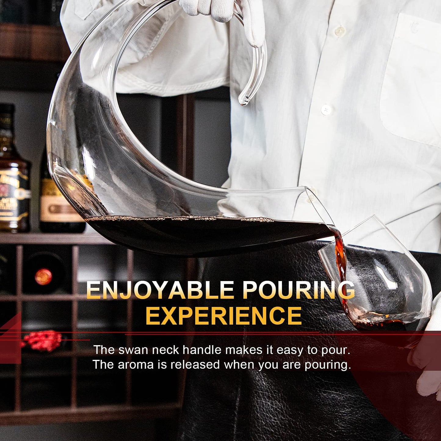 Wine Decanter Swan Looking Back Wine Carafes 100% Lead-Free Crystal Glass Red Wine Decanter Juice Container Wine Decanters and Carafes Nice Gift for Wine Lover(1.5L)