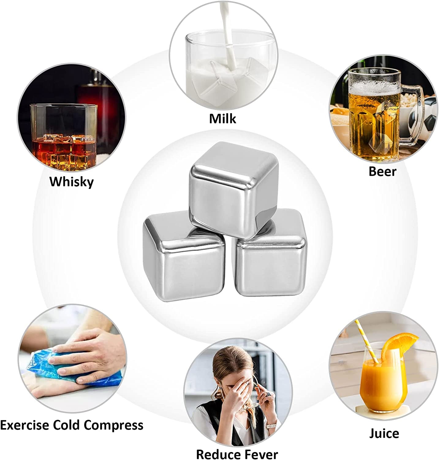 Whiskey Stones Set, Gifts for Men, Stocking Stuffers for Men, Whiskey Gifts, Whiskey Ice Cubes, Chilling Ice Cubes Reusable for Whiskey Wine Beverage, Mens Gifts for Christmas, Birthday Gifts