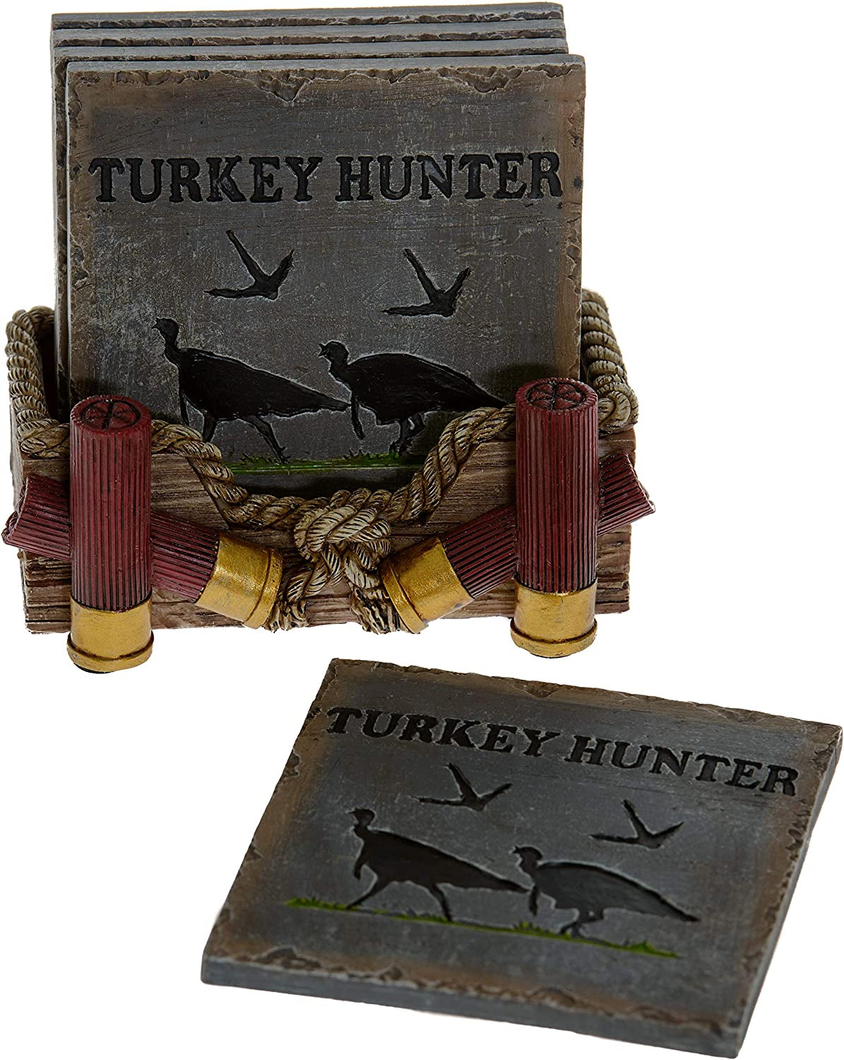 5Pc Whiskey Bourbon Barrel Drink Coasters, Unique Bar Decor & Accessories, Beer & Whiskey Glass Coaster - Home Decorations for Dining Room or Home Bar - Modern Coaster Set with Holder for Man Cave