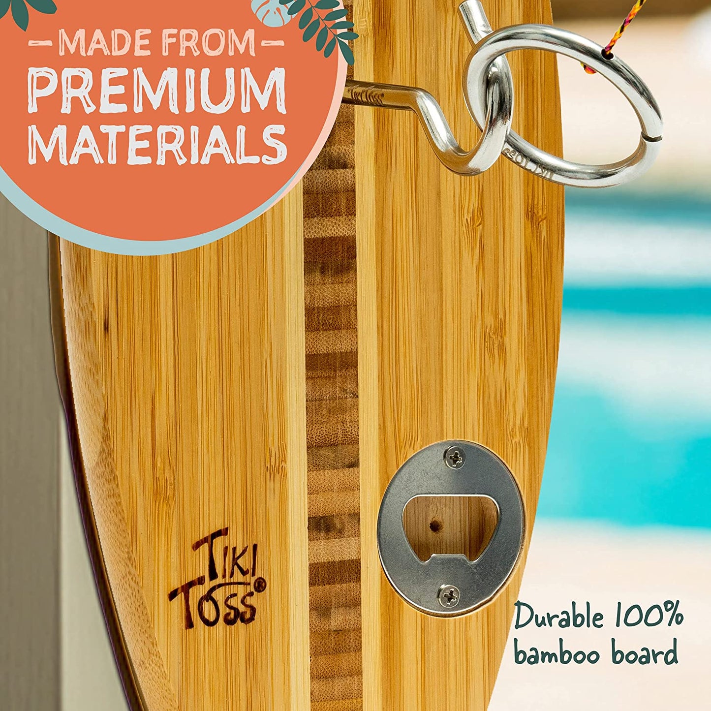 Ring Toss Game for Adults - 13 Inch Surfboard Edition - Hook and Ring Game for Outdoor & Indoor Use, Gifts for Dad, Husband & College Students