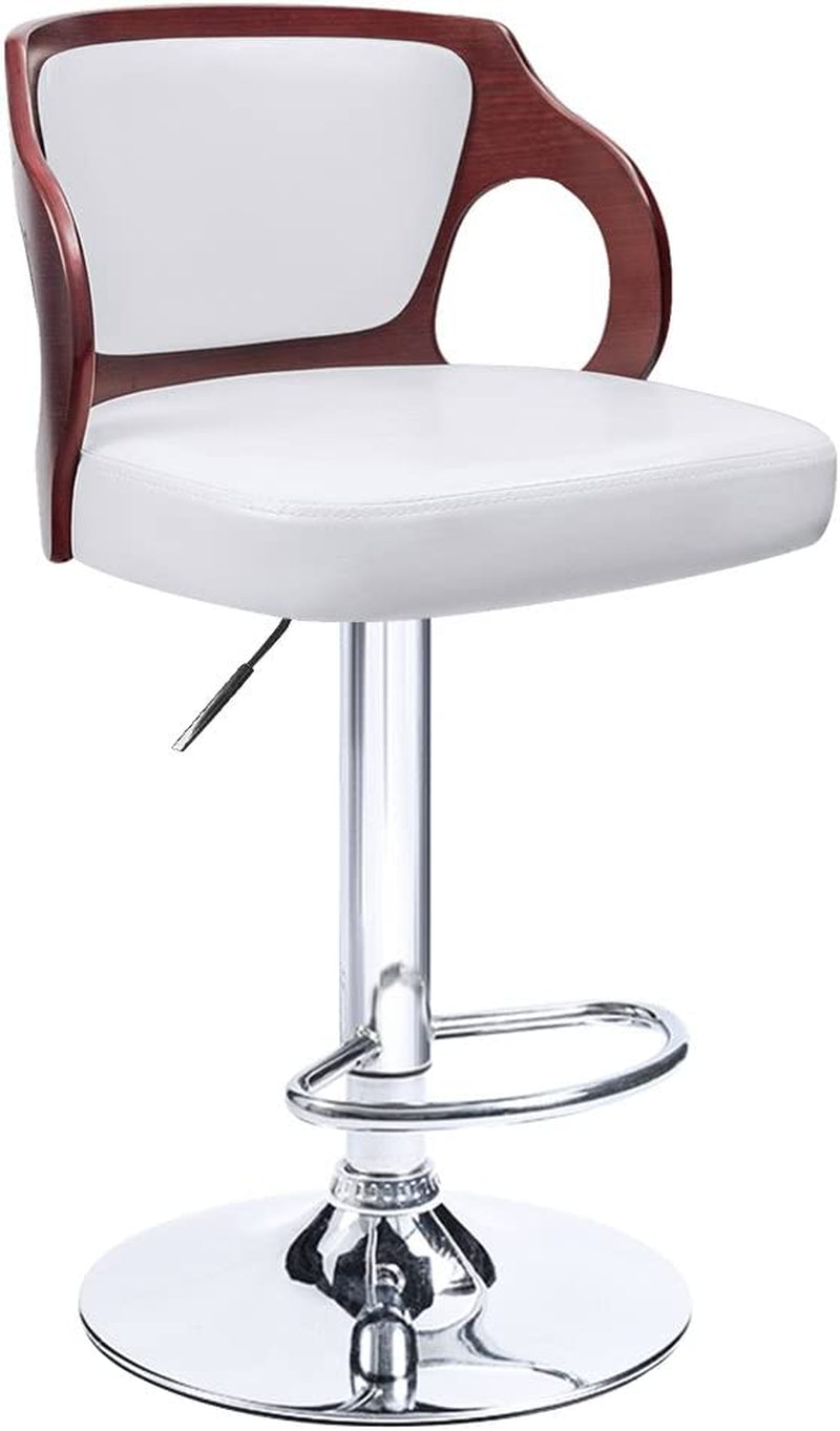 Bar Stools Walnut Bentwood Adjustable Height Leather Modern Barstools with Back Vinyl Seat Extremely Comfy Bar Stool 1 Piece (Black)