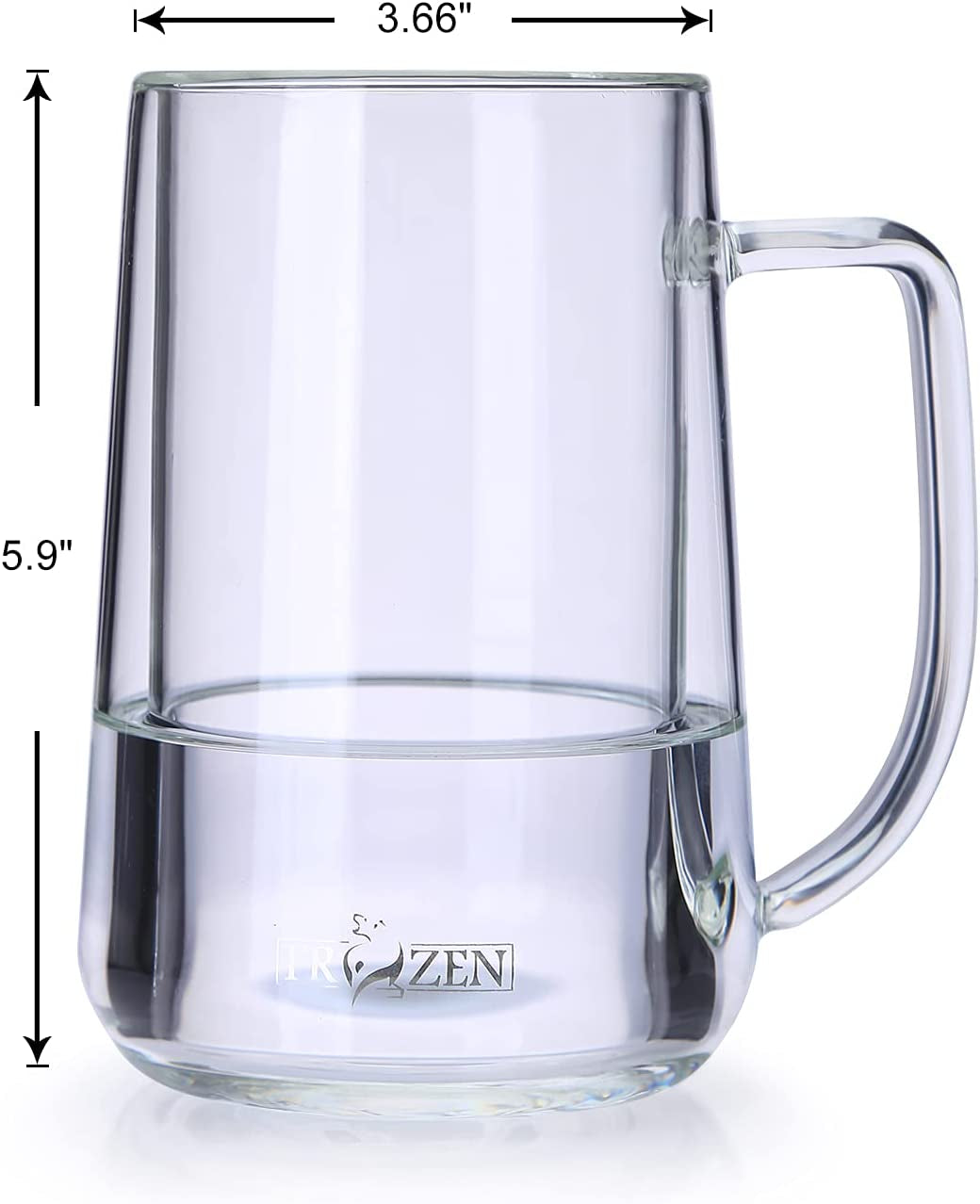 Beer Mugs for Freezer,Freezer Beer Mug,Double Wall Clear Borosilicate Glass Mugs with Handle, Beer Glasses for Freezer,Frosty Mug for Beer,Milk,Juice and Any Beverages,16 Oz,Set of 2,Gift Package