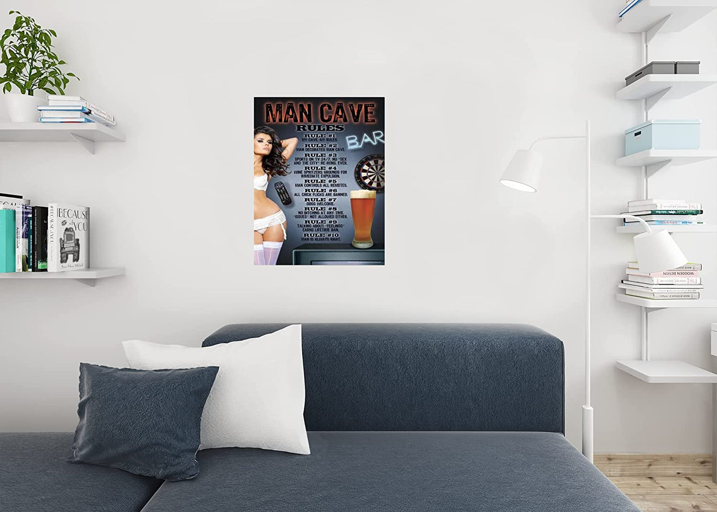Man Cave My Cave My Rules Funny Hot Girl Bar Cool Wall Decor Art Print Poster 24X36