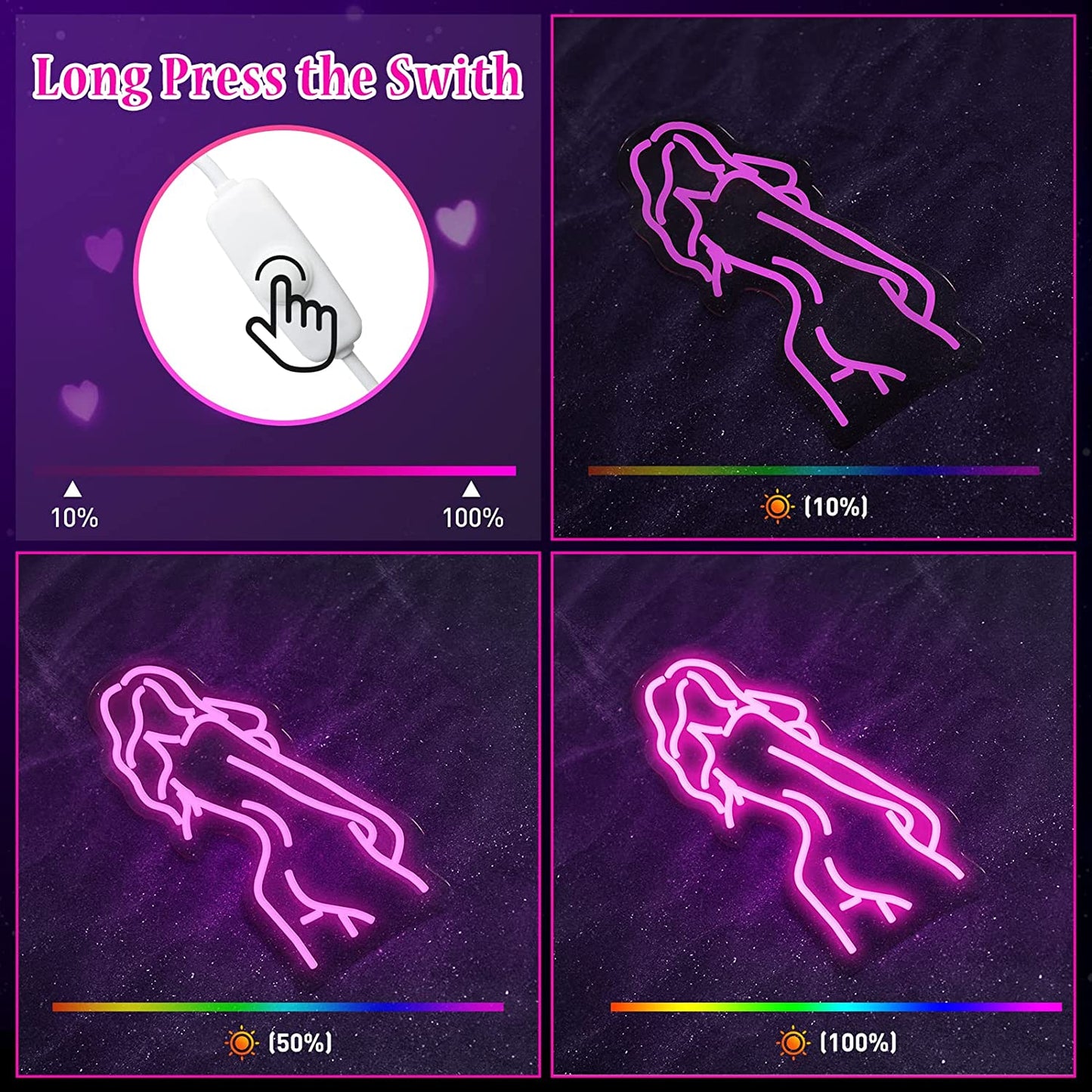 Lady Back Neon Sign, Girls Neon Sign for Wall Decor, Pink Led Sign for Bedroom,Bar Signs,Usb Connected Decorative Sign Suitable for Living Room Man Cave Party Wall Art Decoration( Hot Girl)