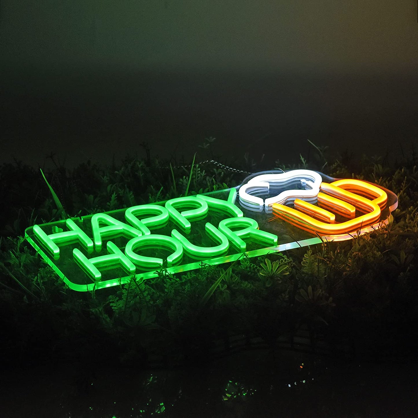 Happy Hour Neon Sign Bar Man Cave Club Bedroom LED Dimmable Neon Lights Signs for Office Hotel Pub Cafe Wedding Birthday Party Man Cave Neon Light Art Wall Lights(17X8Inch)