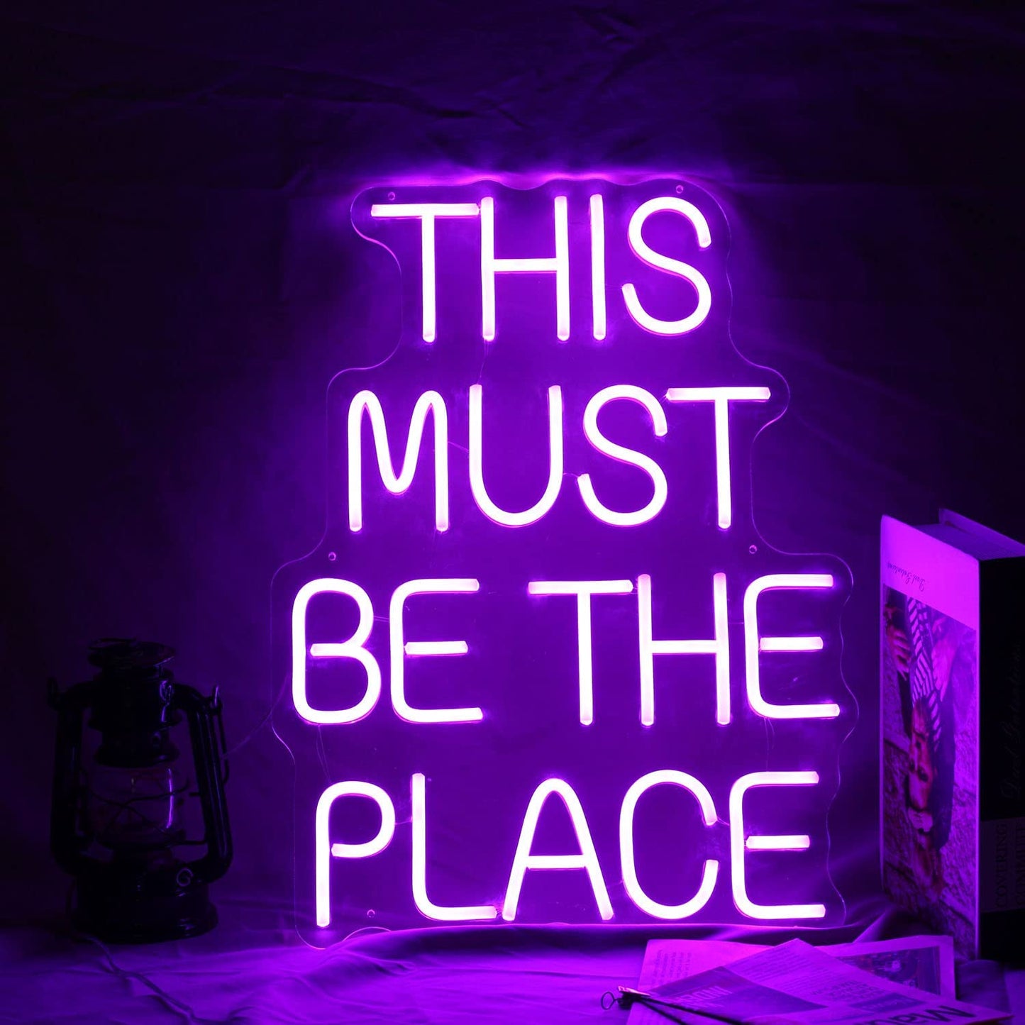 This Must Be the Place Neon Sign Custom Neon Sign Wall Decorations Wedding Neon Sign for Weddings Anniversaries Party Flex Led Neon Light Sign Wedding Decor (Pink)