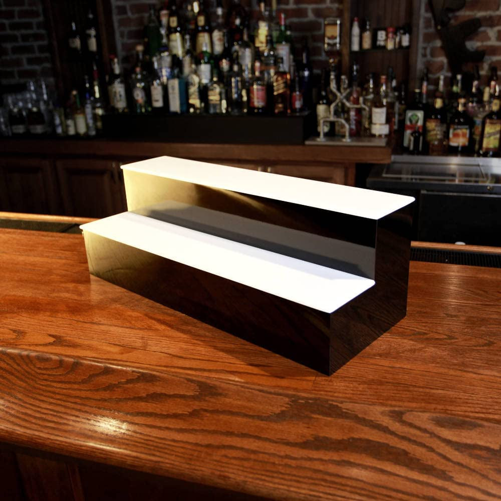 BARCONIC® LED Liquor Bottle Display Shelf - 2 Tier (Step) - 18"