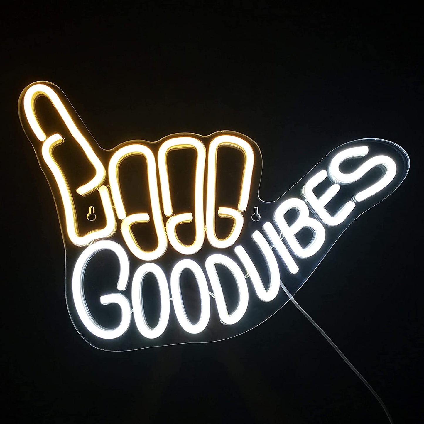 Good Vibes Neon Sign Light for Wall Décor Good Vibes Only Hand Neon Signs Bedroom Game Room Light up LED Wall Sign Cool Things for Teen Room Sign Gamer Gift Party Holiday (2 - Good Vibes - Blue)
